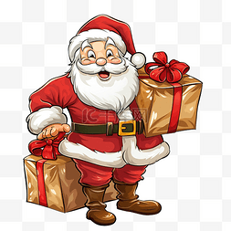 一袋圣诞礼物图片_聖誕老人角色與一袋聖誕禮物的卡