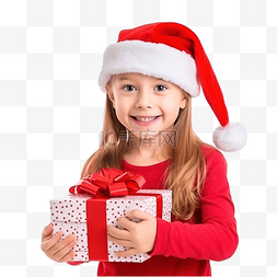 戴着圣诞帽的可爱小女孩的肖像，