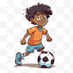 體育運動图片_Footballeur 剪贴画卡通小孩踢足球 