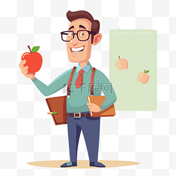 教育家图片_教育家剪贴画学生老师拿着红苹果
