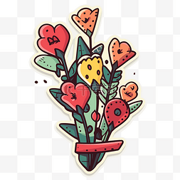 有心设计图片_带有心形和花朵剪贴画图画的花贴