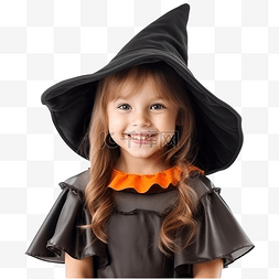 一个女巫图片_万圣节女巫服装中一个快乐小女孩