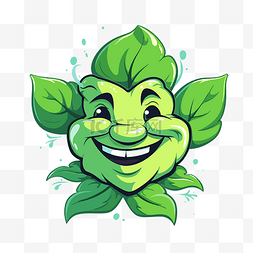 滑稽嘴图片_罗勒剪贴画绿色咧着嘴笑的叶子标