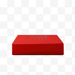 红色拍摄场景图片_3D 渲染的方形讲台隔离在红色背景
