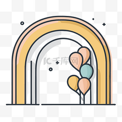 背景拱门图片_拱门中气球的抽象插图 向量