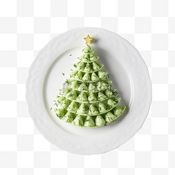 圣诞树蔬菜图片_白色木桌上盘子里沙拉奥利维尔的