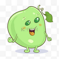 胆囊剪贴画可爱卡通绿色水果微笑