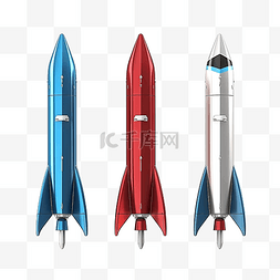 火箭助推器图片_从不同角度观察简单红蓝色金属火