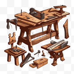 硬木图片_木工剪贴画各种木工工具卡通插图