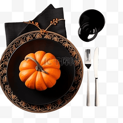 黑菜单图片_感恩节或万圣节的场所设置，黑桌
