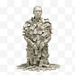 3d纸币图片_由美元纸币组成的人物形象的 3D 