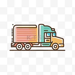 拖车的标志图片_半卡车标志图标有一个彩色框插图