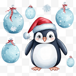 圣诞无缝图案与可爱的企鹅和圣诞