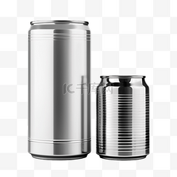 闪亮的啤酒桶大小和铝制细罐