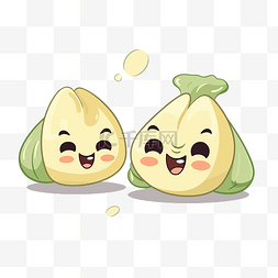 饺子剪贴画两个卡通可爱蔬菜人物