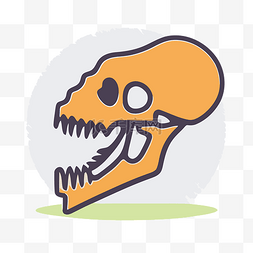 橙色和白色的恐龙头骨直立围成一