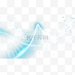 蓝色的几何图图片_抽象光效螺旋dna分子结构横图科技