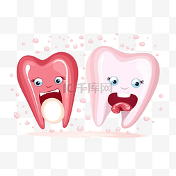 闪亮的牙齿图片_卡通牙齿和口腔内的牙龈对蛀牙问