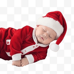 可爱的新生婴儿穿着圣诞圣诞老人