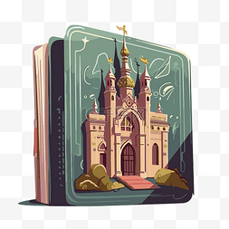 护照剪贴画卡通书上有一座城堡 