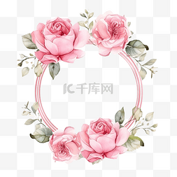 可爱生日背景图片_水彩粉色英国玫瑰，带框架，适合