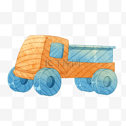 蓝色可爱木制卡车
