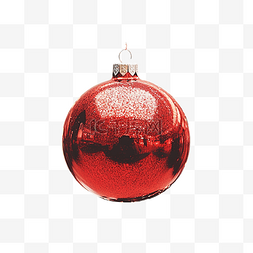 红色丝带庆祝图片_圣诞树上挂着的红色闪亮圣诞球的