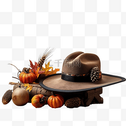 感恩有礼真情回馈图片_感恩节快乐，戴着朝圣帽和木桌上