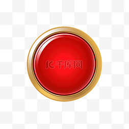 明亮未来图片_带有金色轮廓的红色圆形按钮