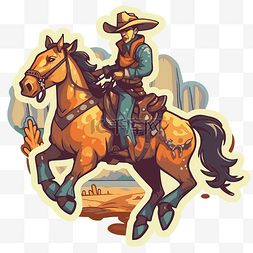 矢量牛仔在马背上插画