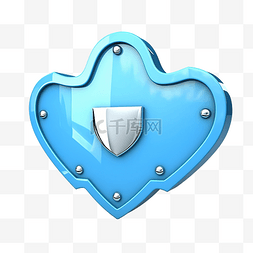 安全和数据保护蓝色3d云和盾