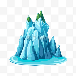 卡通自然景观图片_冰山剪贴画 该插图由一座带有绿
