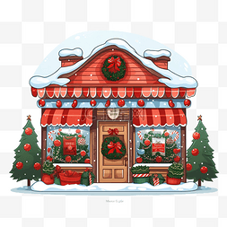 2017插画图片_圣诞商店商店