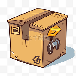 安全运输箱图片_运输箱剪贴画 卡通箱和铲子 向量