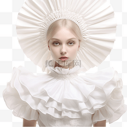 奢华的化妆品图片_一位年轻的白人女士穿着大领子白