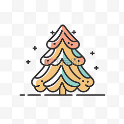 圣诞树标志以彩色线条显示 向量