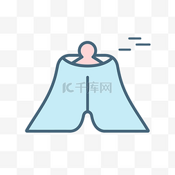一个裹着毯子的人的简单平面设计