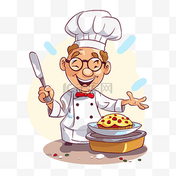 卡通厨师矢量厨师图片_厨师剪贴画 卡通厨师做晚餐矢量