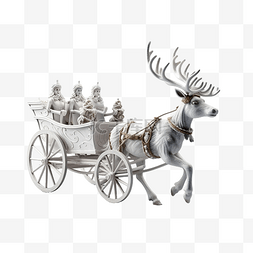 驯鹿雪橇乘坐隔离在白色背景圣诞