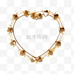 爱辉照明素材图片_被照明花环包围的金色心形框架的