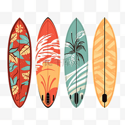 白色冲浪板图片_孤立的冲浪板不同的图案和颜色插