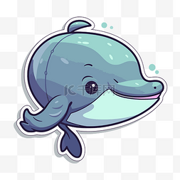 鲸鱼喷水花图片_卡通海豚贴纸 向量