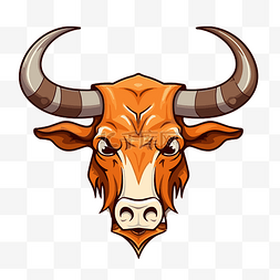 喇叭背景图片_长角牛剪贴画一个丑陋的牛头吉祥