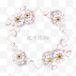 创意剪纸植物图片_剪纸花卉边框白色
