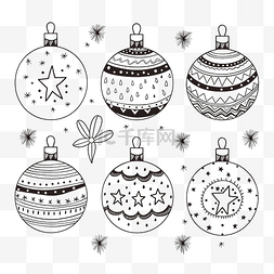 竖版雪花图片_涂鸦风格手绘矢量插画中的圣诞球