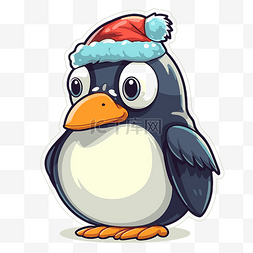 可爱的圣诞企鹅吉祥物人物矢量图
