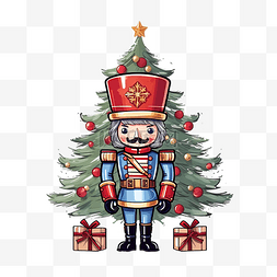 士兵帽子卡通图片_圣诞快乐庆祝活动可爱的胡桃夹子