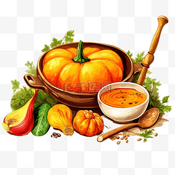 感恩节晚餐蔬菜美味南瓜汤的食谱