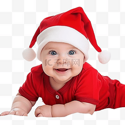 躺着的小婴儿图片_穿着红色服装和帽子的婴儿