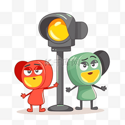 红绿灯剪贴画 两个人物站在红绿